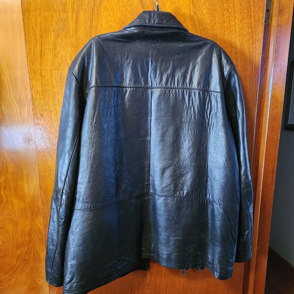 Men's 2XLT R&O By Reilly Olmes Full Zip Black Leather Bomber Jacket/Coat - Picture 12 of 12